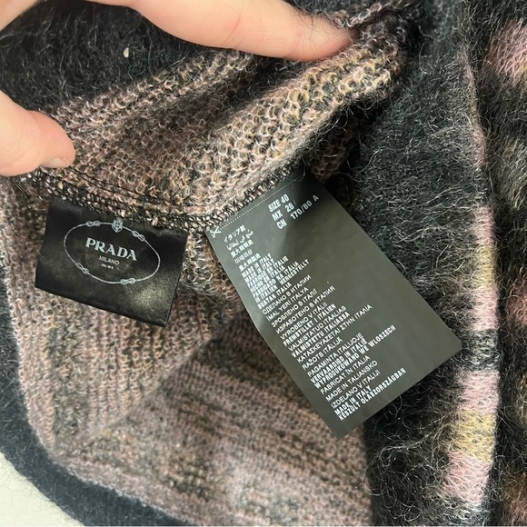 PRADA Maglieria Mohair Wool Windowpane Short Sleeve Sweater - Picture 11 of 15